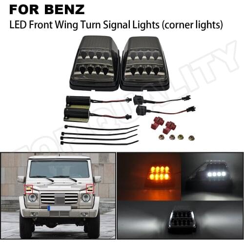 2PCS For Mercedes Benz G500 G550 G-Class W463 G63 G55 AMG Smoked lens LED Indicator Turn Signal Light Amber White Corner lamp