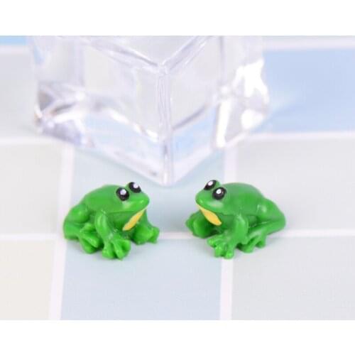 2pcs Miniature Dollhouse Bonsai Fairy Garden Landscape cute frog Decor Figurines For Home Decoration