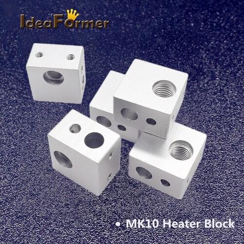 5Pcs MK10 MK2 Aluminium Heating Block M7 Thread For 3D Printer Extruder J-head Hotend Dedicated Heated Block 3D Printer Parts