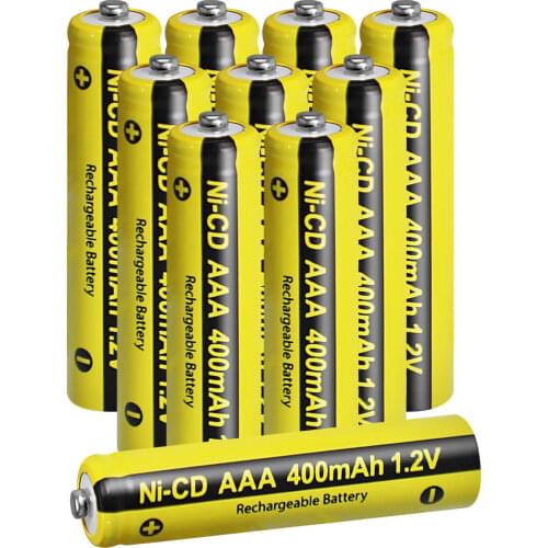 PKCELL 10pcs NI-CD 1.2v AAA 400mAH Rechargeable batteries NICD Batteria Nickel cadmium for grass cutter