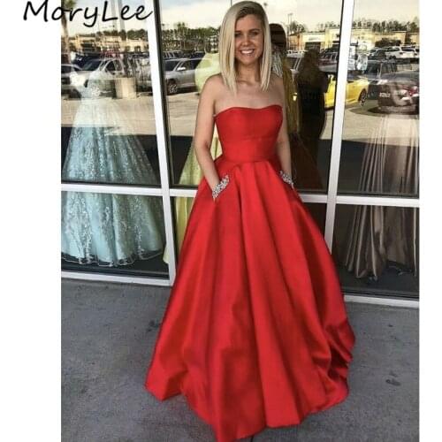 Red Prom Dresses Sweetheart Sleeveless A-Line High Quality Satin Prom Dresses With Zipper Back vestidos de fiesta de noche