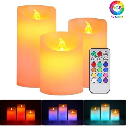RGB LED Candles Light with Remote Control Electronic Flameless Candle Tealights Night Light for Home Party Christmas Decoration