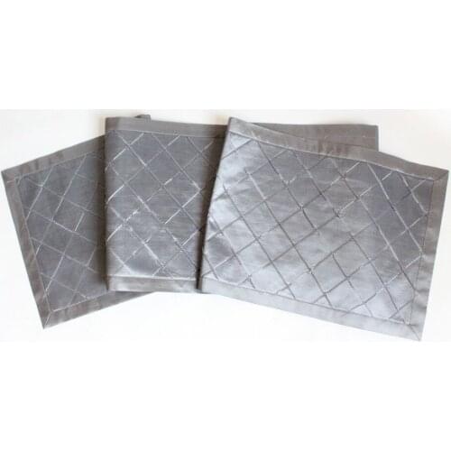 Free Shipping New Design Handcraft Pintuck Faux Silk Table Runner Table Decoration Silvery Color