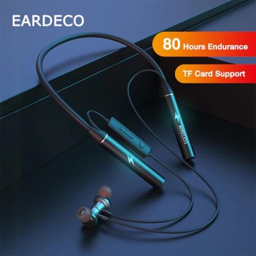 EARDECO 80 Hours Endurance Bluetooth Headphones Bass Wireless Headphone with Mic Stereo Neckband Earphones Earbuds Sport Headset
