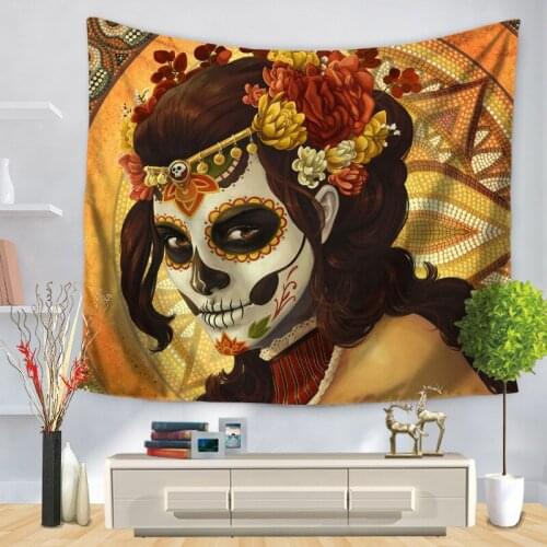 Home Decorative Wall Hanging Carpet Tapestry Rectangle Bedspread Halloween Holiday Skull Head Pattern GT1185