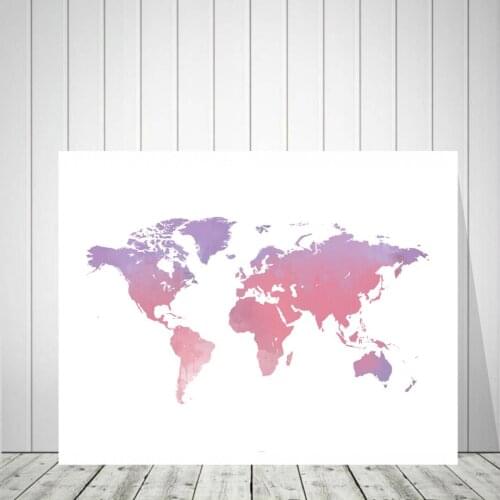 Canvas Art Print Big Pink World Map Nordic Posters And Prints Wall Art Canvas Painting Wall Pictures For Living Room