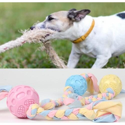 TPR dog toy pattern ball cloth strip Pet Ball Toy Sturdy Teeth Clean Eco-friendly Pet Chew Ball Toy with Weaving Rope Outdoor