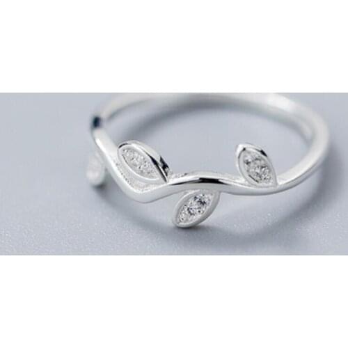 Sterling Silver Branch Leaves Stacking Midi Pinkie Knuckle Ring A3757
