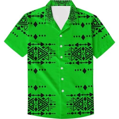2021 Hot Sale European American Mens Clothing Casual Fashion Aztec-style Tribal Tattoos Printed Shirt Single-Breasted Shirt Men