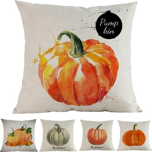 Hello Autumn Pumpkin Harvest Season Happy Thanksgiving Day Linen Pillow Case Home Sofa Decorative Cushion Cover Holiday gifts