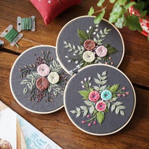 European Plant Flower Embroidery Cross Stitch Kit DIY Material Package 3D Embroidery Handmade Creative Beginner Kit