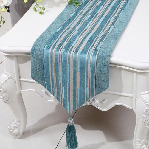 Latest Striped Modern Simple Table Runner Fashion Chenille Fabric Rectangle Dining Table Pads High End Coffee TableCloth
