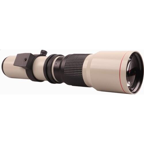 Lightdow White 500mm F8.0-F32 Lens Manual Telephoto Zoom Camera Lens + T2 Adapter Ring for Cannon Nikon Sony Olmpus Cameras