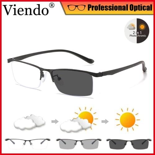 Photochromic Anti Blue Light Blocking Glasses Women Men Business Half Frame Eyeglasses Auto Color Changing Anti UV400 Sunglasses
