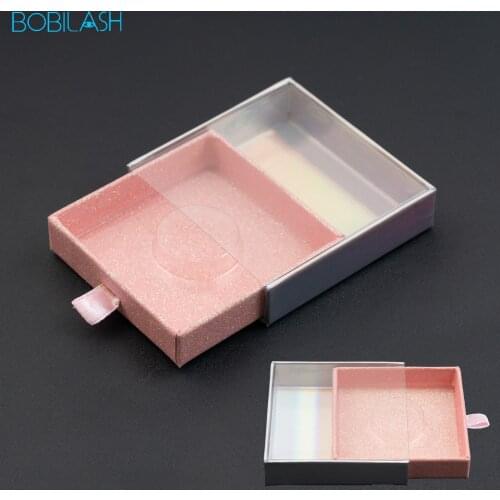 Wholesale Eyelash Packaging Bulk Color Square Pvc Drawer Case 25mm Mink Lashes Case Glitter Paper Magnetic Case Custom Logo