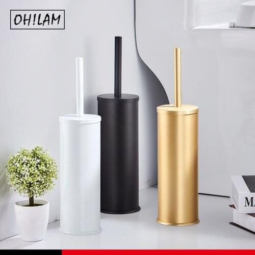 Freestanding Aluminium Toilet Brush with Holder Bathroom Storage and Organization Toilet Bowl Cleaner Brush Holder Space Saving