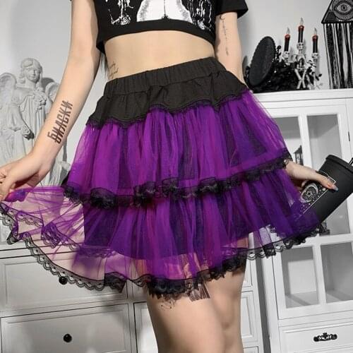 Japanese Korean Style Pleated Mesh Patchwork Sexy Skirt Punk Sexy New Arrival Short Skirt Fashion Skirt Women