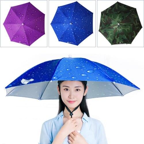 Portable Rain Umbrella Hat 3 Models Foldable Outdoor Pesca Sun Shade Waterproof Camping Fishing Headwear Cap Beach Head Hats