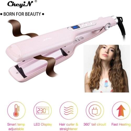 Professional Hair Curler Ceramic 3 Barrels Hair Plate Fast Styling Hair Wave Wet Dry Use Electric Hair Curling Tools LED Display