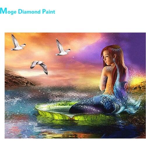 Sexy Beauty Fish Princess Diamond Painting Round Full Drill Portrait Nouveaute DIY Mosaic Embroidery 5D Cross Stitch
