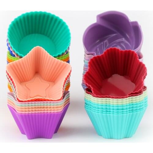 New Silicone Mold Cupcake 6pcs Cake Muffin Baking Bakeware Nonstick Heat Resistant Reusable Silicone Hear CupCake Molds DIY