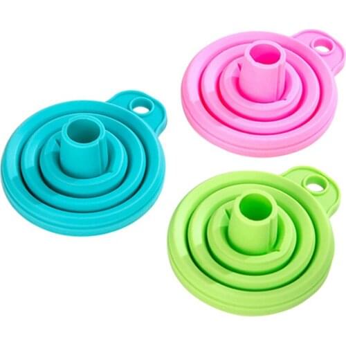 Silicone Collapsible Funnels Foldable Funnel Kitchen Tool Gadget for Liquid and Powder Transfer