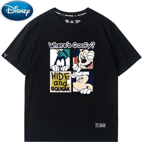 Disney Stylish Mickey Mouse Dog Cartoon Letter Print O-Neck Pullover Short Sleeve T-Shirt Fashion Women Loose Tee Tops 5 Colors
