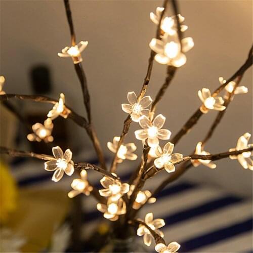 20 LED Cherry Plum Blossom Tree Light Lamps Night light for Home Indoor Bedroom Wedding Party Bar Decoration AA Battery