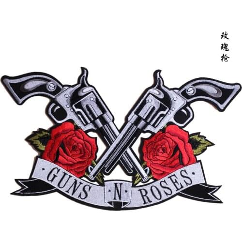 High quality Guns N Roses Big Patches Iron on Patch / Embroidered Patch Appliques for DIY T-shirt Jeans Jacket Backpack