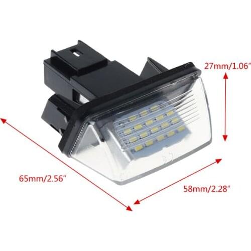 X7AE 1 Pair 18 LED License Number Plate Lights Lamp for peugeot 206 207 307 308 406 Citroen C3/C4/C5/C6