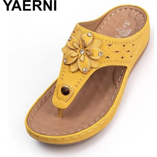 YAERNI women summer fashion beach sandals high heels Retro Sandals Female wedges sandalias mujer