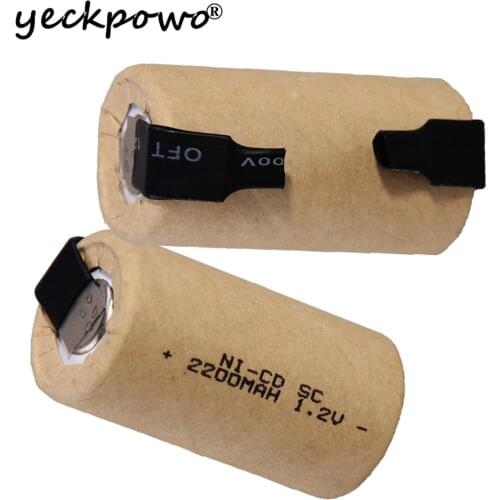 Yeckpowo SC battery 2200mah 1.2v SUBC battery NICD rechargeable batteries for makita bosch B&D Hitachi metabo dewalt power tool