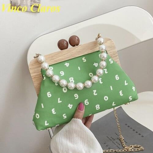 Fashion Figure Leather Shoulder Bags Beading Chains Crossbody Bags for Women 2021 Sac A Main Purses and Handbags Luxury Designer