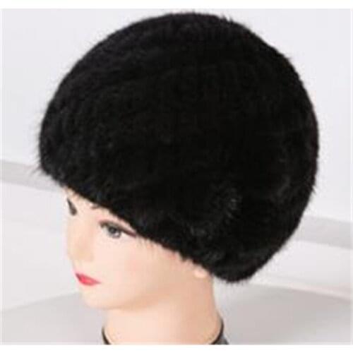 Female Winter Plus Size Casual Fox Skullies Banies Fur Thickening Cap Woman Thermal Mink Warm Knitted Fur Hat Qc