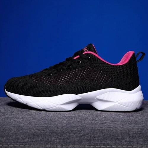 Women casual sneakers shoes light breathable mesh fly woven vulcanized non-slip elastic female flat comfortable shoes