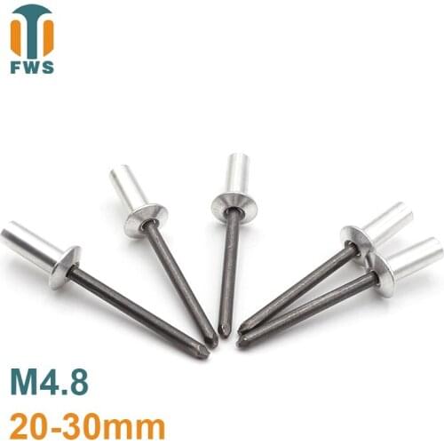 10PCS M4.8 20-30mm DIN EN ISO 15973 GB /T 12615.1 Aluminum Steel Closed End Blind Rivet With Break Pull Mandrel Protruding Head