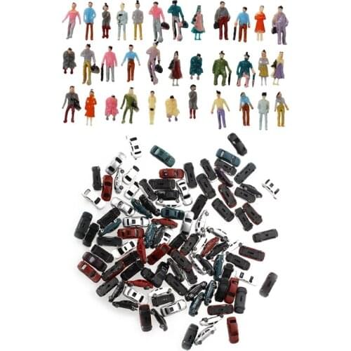 100Pcs Painted Model People Figures Scale 1:150 & 100Pcs Car Building Train Layout Scale N Z (1 To 200) C200-4