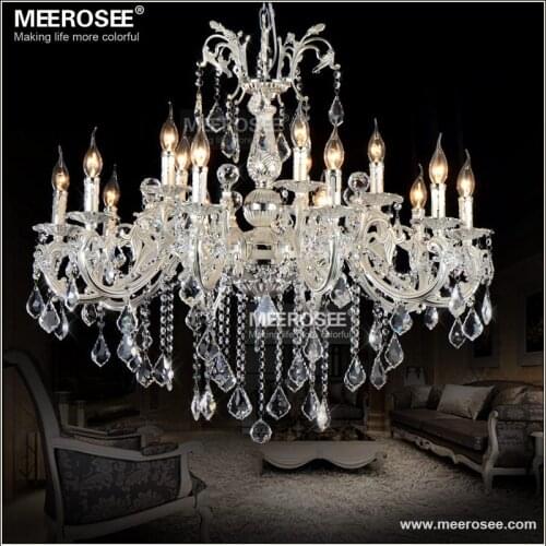 15 Lights Silver Color Crystal Chandelier Lamp Big Crystal Lustre Light Fixture 2 tiers Hotel Villa Cristal Lighting
