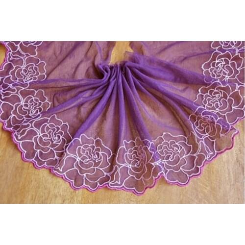2Meters Purple Mesh Tulle Lace Trim Ribbon Sewing Laces Fabrics Underwear Bra Garment Clothes Bra Accessories 19cm Width