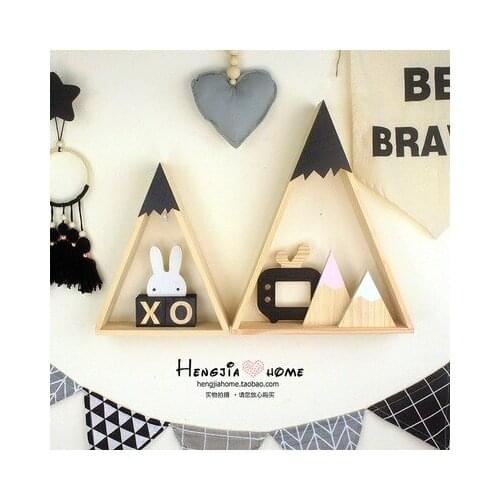 2Pc/Set Nordic Wooden Shelf Wall Mounted Storage Holder Snow Moutain Hanging Furniture Display Rack for Baby Child Bedroom Decor