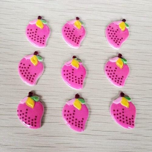 20PCS cartoon strawberry small food plane resin handicraft art deco scrapbooks micro food Diy candy decorations-A736