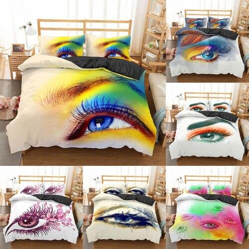 2021 3D Charming Eyes Bedding Set Colorful Eyes Pattern Quilt Cover Set 2/3 Piece Duvet Cover Home Textile Bed Linen
