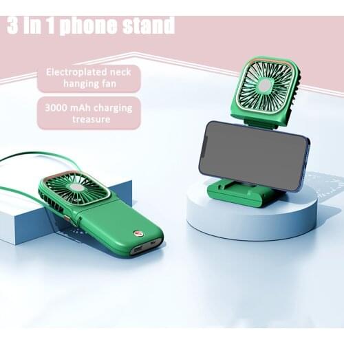 3 in 1 phone Portable foldable holder Mount stand with mini Mute fan & 3000mAh power bank for S20 Plus Ultra Note 10 IPhone 11