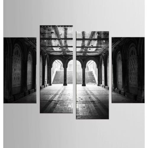 4Pieces Picture Painting Wall Art Room Decor Print Poster building Wall Pictures for sitting Room Canvas Painting Framed