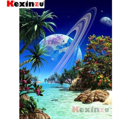 Kexinzu 5D Full DIY Square/Round Diamond Painting"Planet Beach"3D Embroidery Cross Stitch Mosaic diamondpainting Gift #K00445