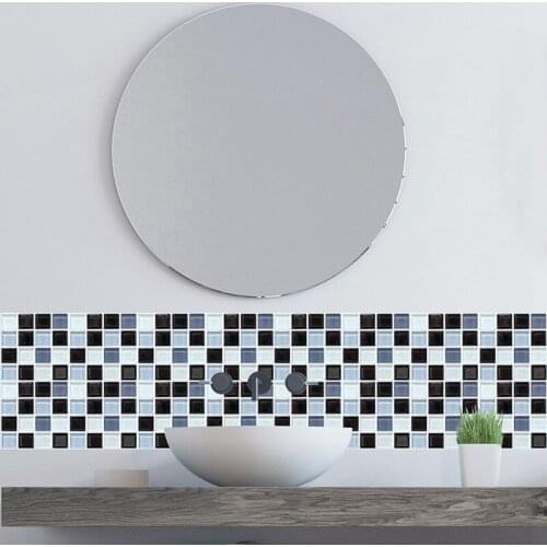 6 Pcs Marble Mosaic Tile Sticker Decals Waterproof Self Adhesive Wall Stickers For Bathroom Kitchen Home Decor PVC Wallpaper