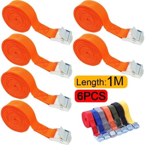 6 Pieces 1M Cargo Straps with Fastening Buckle For Car Roof Rack Motorcycle Bike Luggage Kayak Cargo Tie Down Strong Ratchet Bel