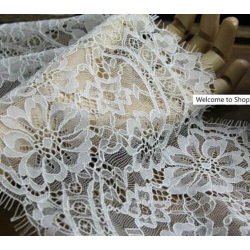 9M/ Lot Eyelash Lace Fabric pink DIY Decorative High Quality Soft Off White Nylon Eyelash Lace Trim Wedding Dress Fabric