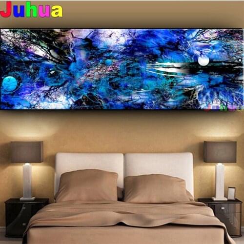 Abstract blue landscape art,diy 5d full diamond embroidery large mosaic canvas painting sale home decoration
