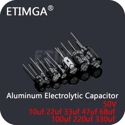 Aluminum Electrolytic Capacitor 50V 10uf 22uf 33uf 47uf 68uf 100uf 220uf 330uf 20% DIP Capacitors Good Quanlity in Stock